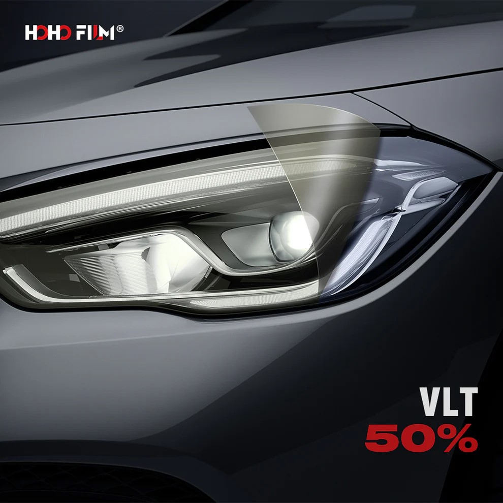 50_VLT Smoky Grey Headlight TPU PPF zatmavovací kouřová fólie na světla